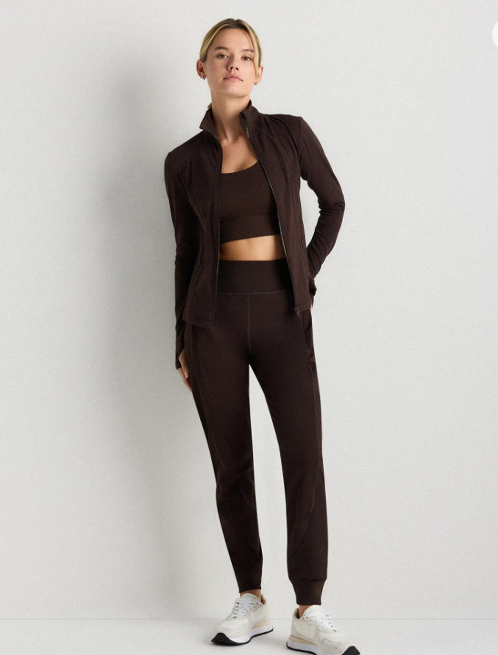 NEW! Quince Whistler mid rise thermal jogger pants espresso brown Large $99